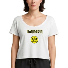 Z zepplin Iron Maiden Face Beyaz Kadın Tişört