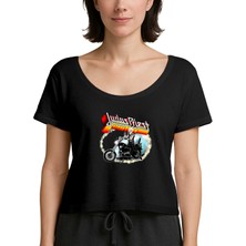 Z zepplin Judas Priest Rob Halford Siyah Kadın Tişört