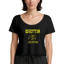 Z zepplin LED Zeppelin Angel Siyah Kadın Tişört