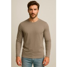 Axxel Erkek Toprak Rengi Pamuklu Likralı Süprem Uzun Kollu T-SHIRT-D240