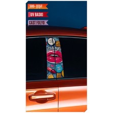 Pi Dekorasyon Araç Kapı Direk Kaplama Folyosu Desenli (Sağ Sol Takım) (2 Adet) - 22X50 cm