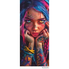 Pi Dekorasyon Araç Kapı Direk Kaplama Folyosu Kız Desenli (Sağ Sol Takım) (2 Adet) - 22X50 cm