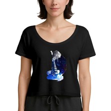 Z zepplin Nirvana Kurt Cobain Galaksi Siyah Kadın Tişört