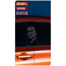 Pi Dekorasyon Araç Kapı Direk Kaplama Folyosu Atatürk Desenli (Sağ Sol Takım) (2 Adet) - 22X50 cm
