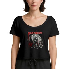Z zepplin Iron Maiden Scary Zombie Siyah Kadın Tişört