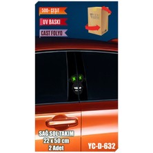 Pi Dekorasyon Araç Kapı Direk Kaplama Folyosu Desenli (Sağ Sol Takım) (2 Adet) - 22X50 cm Uyumlu