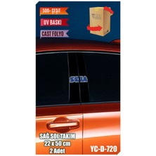 Pi Dekorasyon Araç Kapı Direk Kaplama Folyosu Sega Desenli (Sağ Sol Takım) (2 Adet) - 22X50 cm