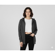 Şerice Kapüşonlu Cepsiz Fermuarlı Sweatshirt