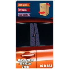 Pi Dekorasyon Araç Kapı Direk Kaplama Folyosu Desenli Sağ Sol Takım 2 Adet - 22X50 cm