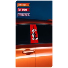 Pi Dekorasyon Araç Kapı Direk Kaplama Folyosu Kedi Desenli (Sağ Sol Takım) (2 Adet) - 22X50 cm