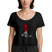 Zepplin Giyim God Of War Kratos Logo Siyah Kadın Tişört