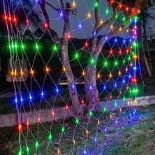 Buffer® 1x2 Metre Dekoratif File Ağ Perde 192 LED 8 Animasyonlu Farklı Işık Modu Rgb Fişli