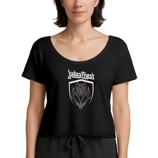 Zepplin Giyim Judas Priest Bat Siyah Kadın Tişört