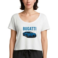Zepplin Giyim Bugati Blue Sport Car Beyaz Kadın Tişört