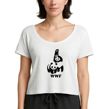 Zepplin Giyim Ufc Wwf Panda Beyaz Kadın Tişört