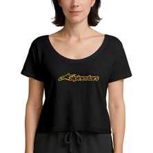 Zepplin Giyim Alpinestars Logo Gold Siyah Kadın Tişört