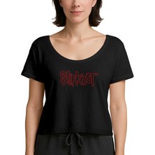 Z zepplin Slipknot Text Siyah Kadın Tişört