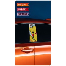 Pi Dekorasyon Araç Kapı Direk Kaplama Folyosu Pikachu Desenli (Sağ Sol Takım) (2 Adet) - 22X50 cm