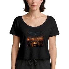 Z zepplin Military Camp Banquet After Victory Siyah Kadın Tişört