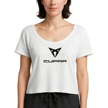 Zepplin Giyim Cupra Logo Text Beyaz Kadın Tişört