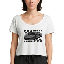 Zepplin Giyim Lamborghni Huracan Beyaz Kadın Tişört