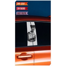 Pi Dekorasyon Araç Kapı Direk Kaplama Folyosu Atatürk Desenli (Sağ Sol Takım) (2 Adet) - 22X50 cm