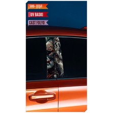 Pi Dekorasyon Araç Kapı Direk Kaplama Folyosu Desenli (Sağ Sol Takım) (2 Adet) - 22X50 cm