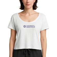 Z zepplin University Of Greenwich Logo Beyaz Kadın Tişört