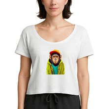 Zepplin Giyim The Monkey Beyaz Kadın Tişört