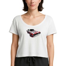 Zepplin Giyim Dodge Charger Beyaz Kadın Tişört