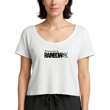 Zepplin Giyim Rainbow Six Logo Beyaz Kadın Tişört