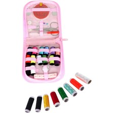 Iplik Set Fermuarlı Plastik Dikiş Seti Pembe