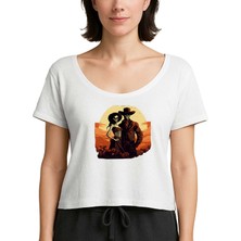 Z zepplin Skeleton Cowboy Lover Beyaz Kadın Tişört