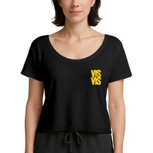 Zepplin Giyim Vis A Vis Logo Siyah Kadın Tişört