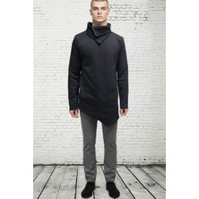 Black Steel BS-2025-016-ŞAL Yaka Asimetrik Kesim Sweatshirt