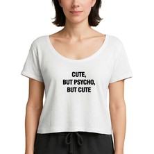 Zepplin Giyim Cute But Psycho Beyaz Kadın Tişört