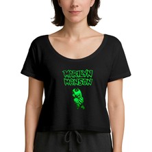 Zepplin Giyim Marilyn Manson Smells Like Children Siyah Kadın Tişört