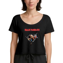 Z zepplin Iron Maiden Trooper Siyah Kadın Tişört