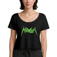 Zepplin Giyim Havok Green Logo Siyah Kadın Tişört