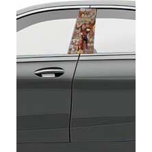 Pi Dekorasyon Araç Kapı Direk Kaplama Folyosu Desenli (Sağ Sol Takım) (2 Adet) - 22X50 cm