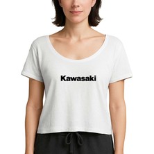 Zepplin Giyim Hkawaski Logo Type Beyaz Kadın Tişört