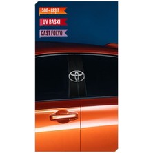 Pi Dekorasyon Araç Kapı Direk Kaplama Folyosu Toyota Desenli (Sağ Sol Takım) (2 Adet) - 22X50 cm