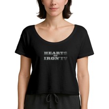Zepplin Giyim Hearts Of Iron Iv Silver Logo Siyah Kadın Tişört