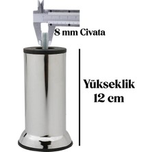 Yılmaz Sünger Mobilya, Kanepe, Koltuk, Baza, Çekyat, Dolap Yükseltme Ayağı M8 Ince Diş Krom Ayak 12CM (4 Adet)