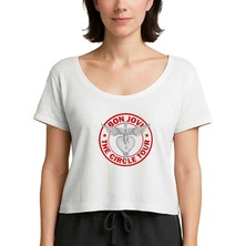 Z zepplin Bon Jovi The Circle Tour Beyaz Kadın Tişört