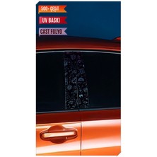 Pi Dekorasyon Araç Kapı Direk Kaplama Folyosu Desenli (Sağ Sol Takım) (2 Adet) - 22X50 cm