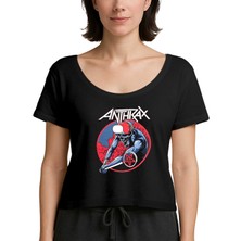 Zepplin Giyim Anthrax Pentegram Siyah Kadın Tişört