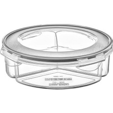 Buffer® 3 Bölmeli Sızdırmaz Contalı Kilitli Kapaklı 1,35 Litre Yuvarlak Erzak Saklama Kabı LC-500