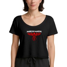 Zepplin Giyim Marilyn Manson Spread Eagle Siyah Kadın Tişört