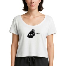 Z zepplin Metallica Kirk Hammett Beyaz Kadın Tişört